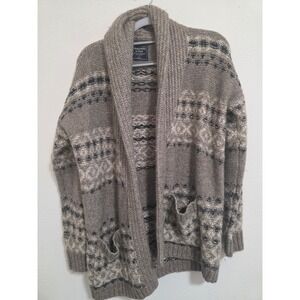 Abercrombie Fitch Women's Knit Fair Isle Cardigan Sweater Shawl Collar‎ Size S